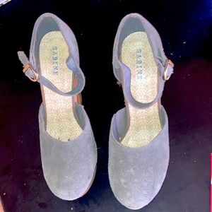 Sabine brand Platform Pump Chunky Style in denim-ish blue.